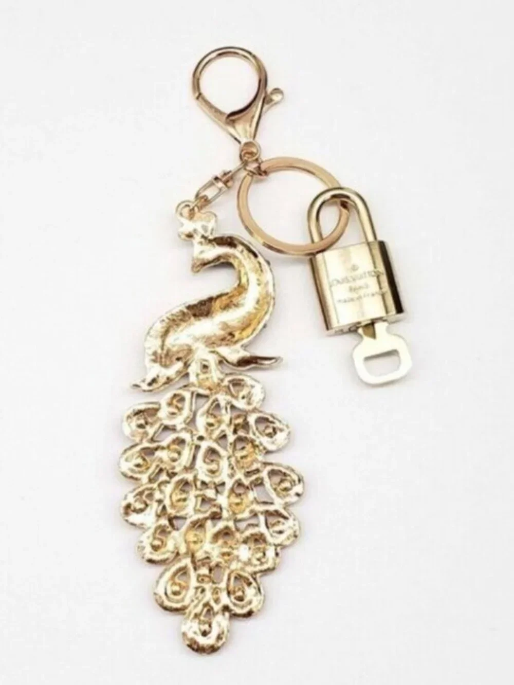 Authentic Louis Vuitton Gold Padlock & Key 🔒 LV Bag Charm Unbranded Keychain